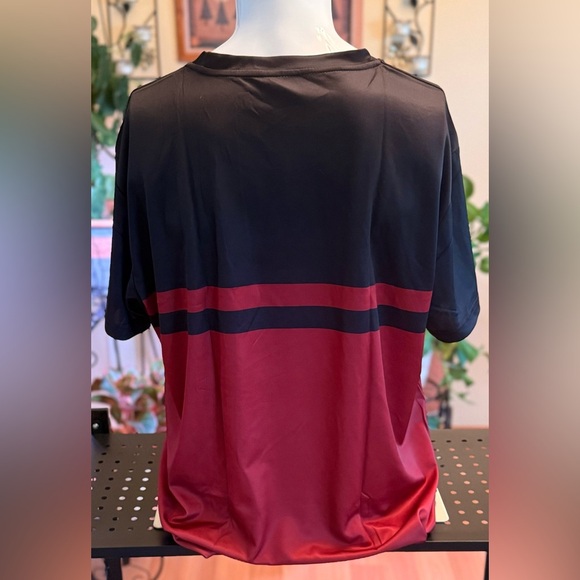 Mens Fashionable Burgundy & Black XXL Short Sleeve Crew Neck T-shirt - Picture 5 of 10